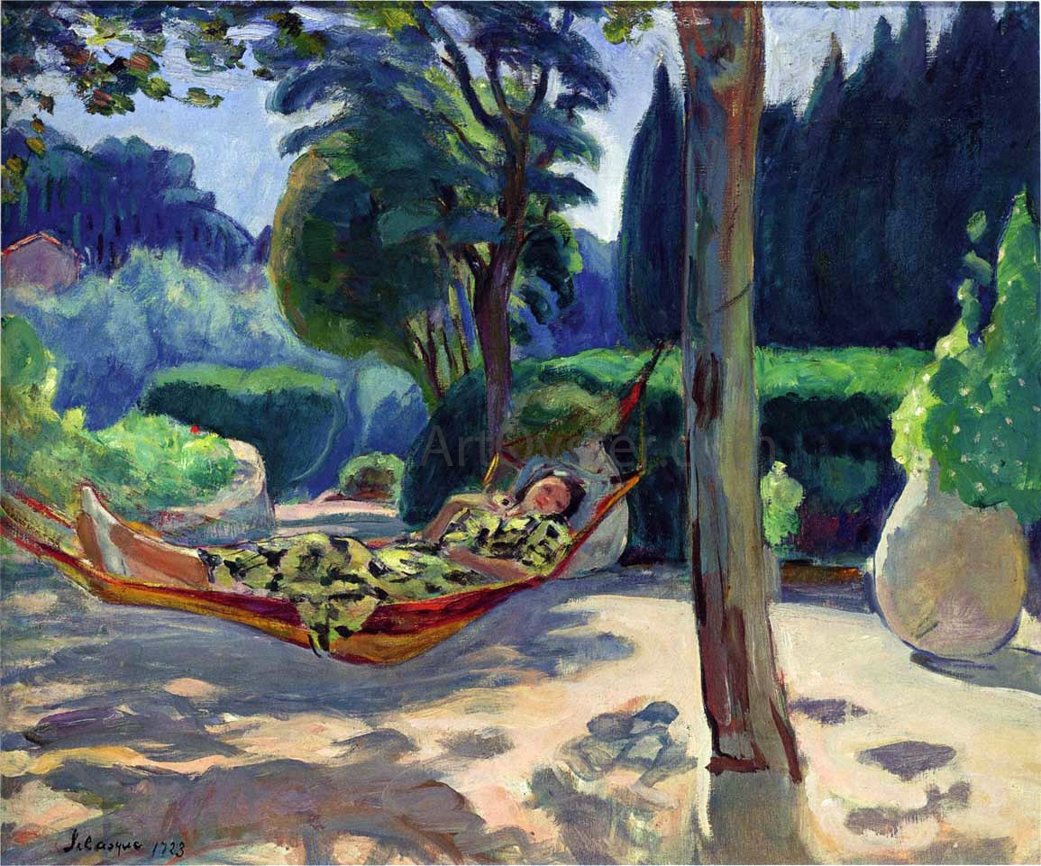 Henri Lebasque Young woman on a hammock - Hand Painted Oil Painting