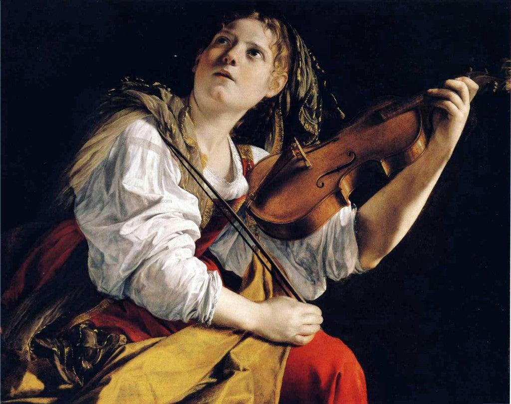  Orazio Gentileschi Young Woman Playing a Violin - Hand Painted Oil Painting