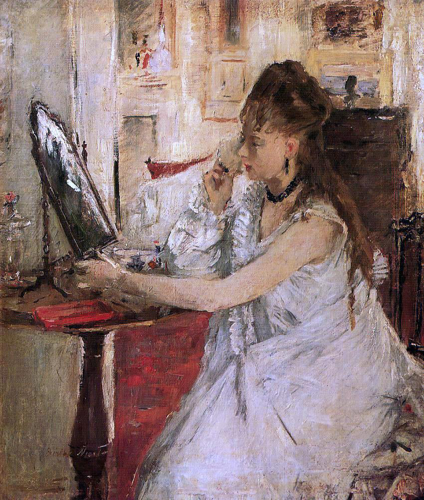 Berthe Morisot Young Woman Powdering Her Face - Hand Painted Oil Painting