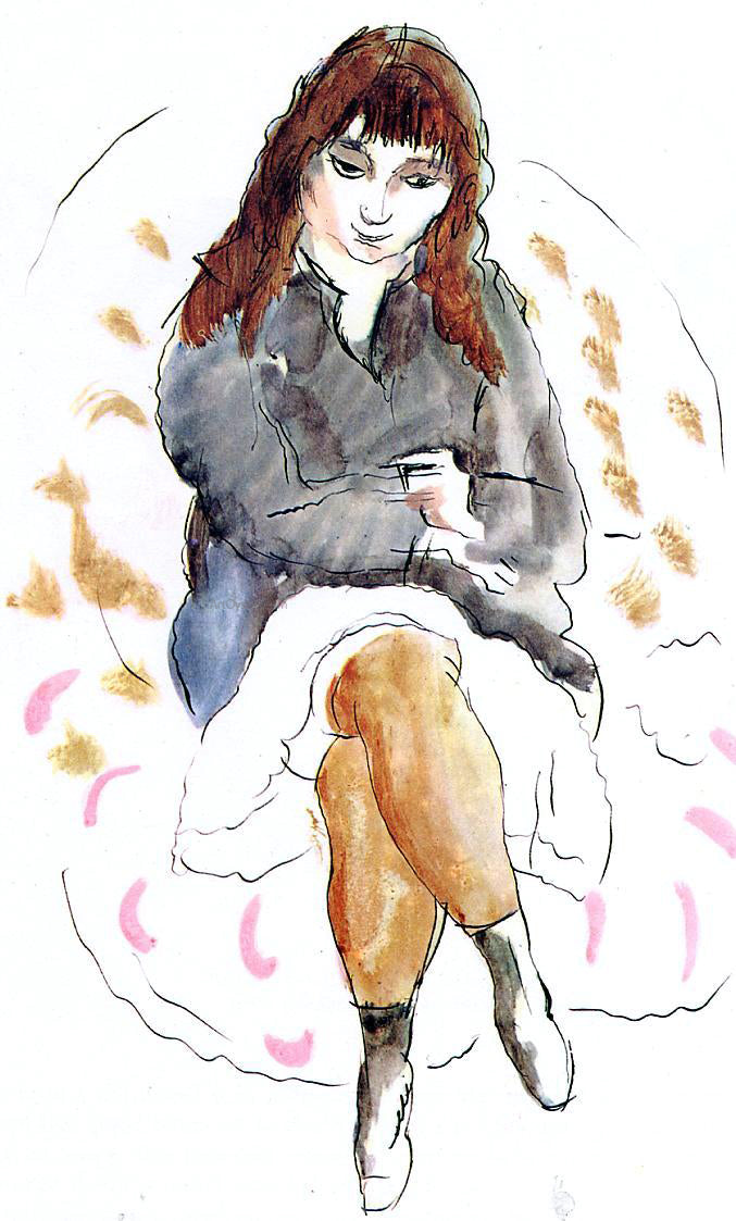 Jules Pascin Young Woman Seated - Hand Painted Oil Painting