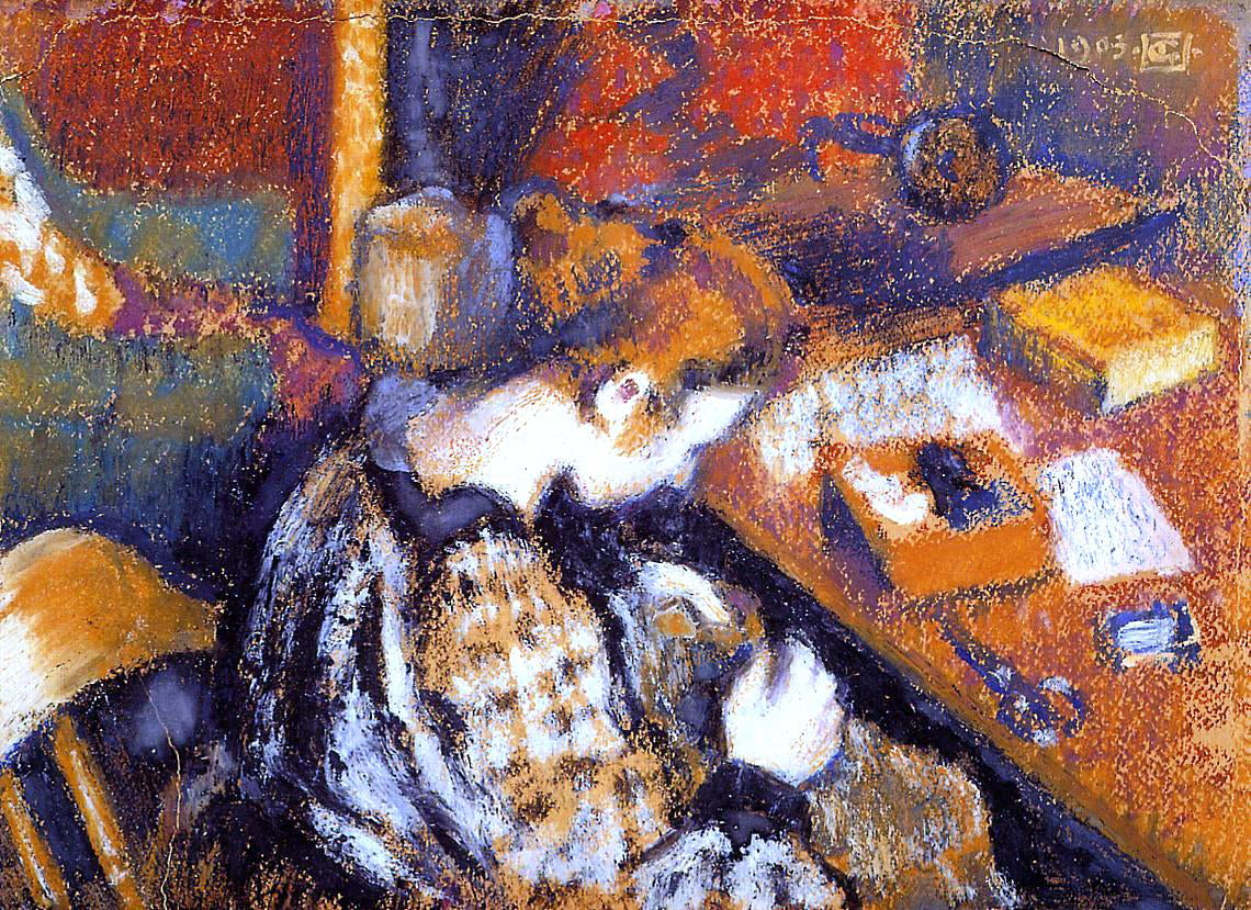 Georges Lemmen Young Woman Sewing - Hand Painted Oil Painting