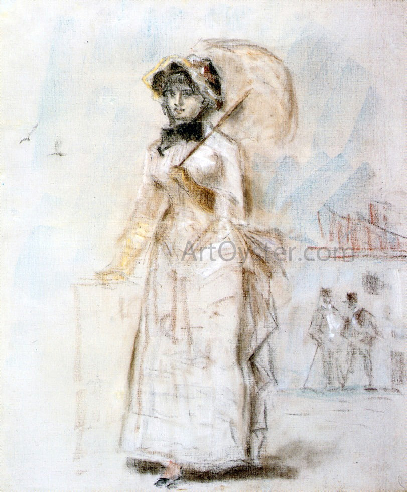Edouard Manet Young Woman Taking a Walk, Holding an Open Umbrella - Hand Painted Oil Painting