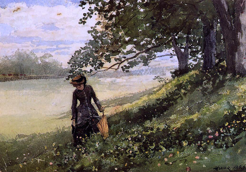 Winslow Homer Young Woman with a Parasol - Hand Painted Oil Painting