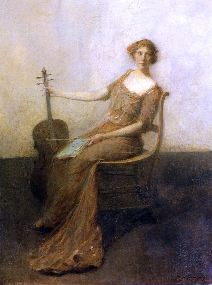  Thomas Wilmer Dewing Young Woman with Violincello - Hand Painted Oil Painting