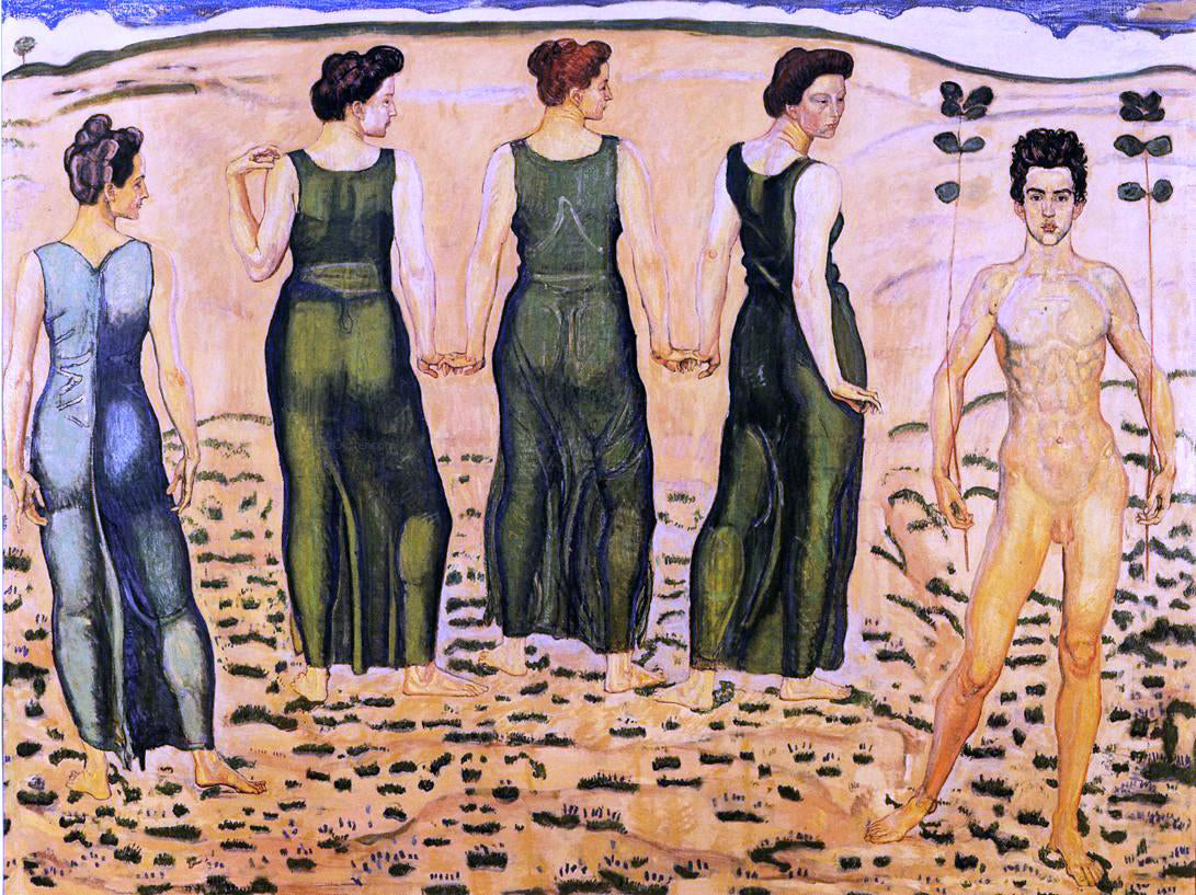 Ferdinand Hodler Youth Admired by Women (I) - Hand Painted Oil Painting