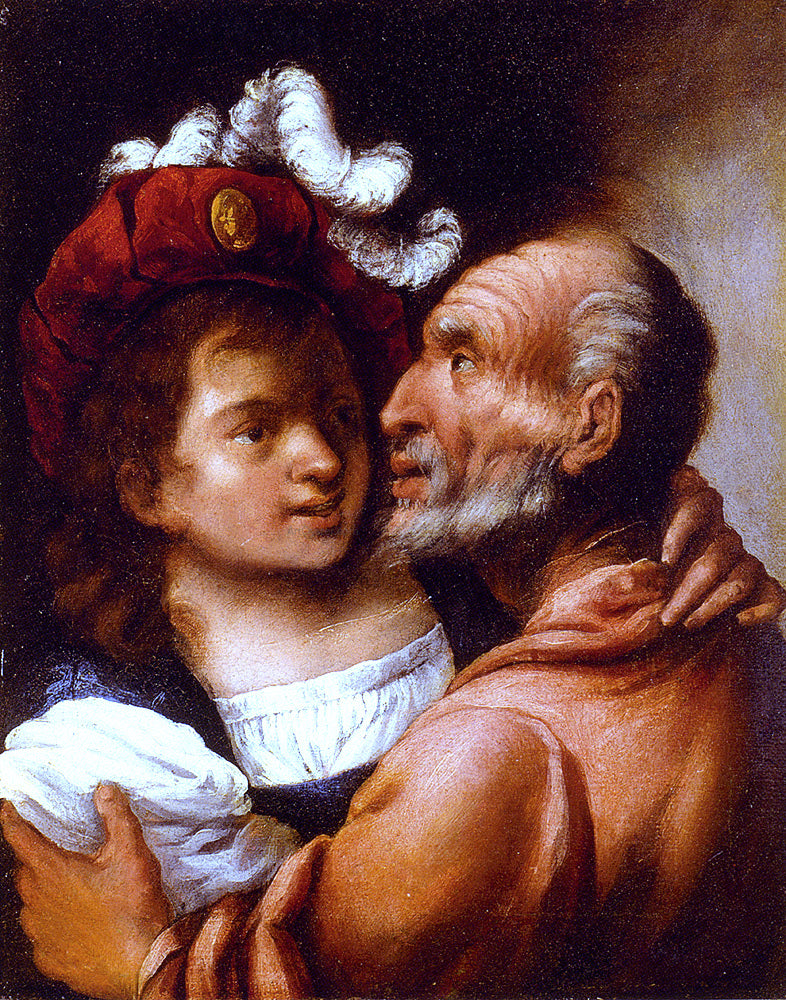 Pietro Della Vecchia Youth And Old Age - Hand Painted Oil Painting