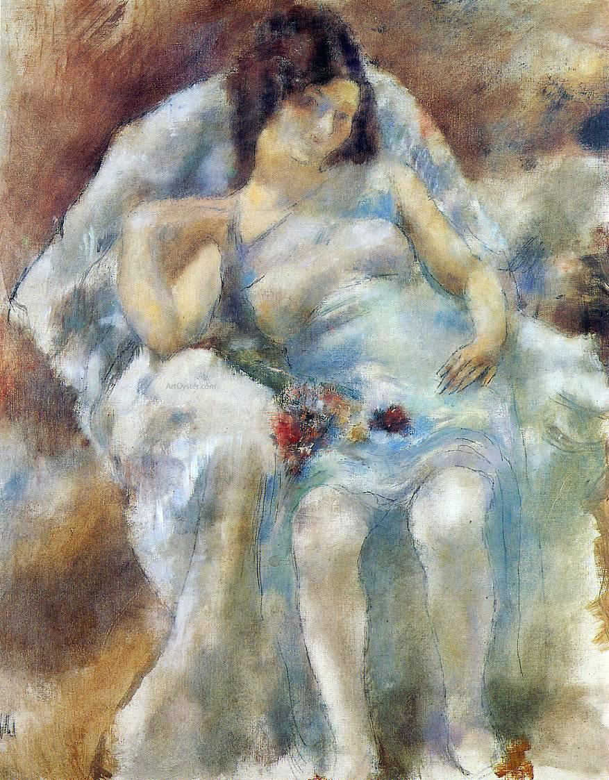 Jules Pascin Zinah with Flowers - Hand Painted Oil Painting