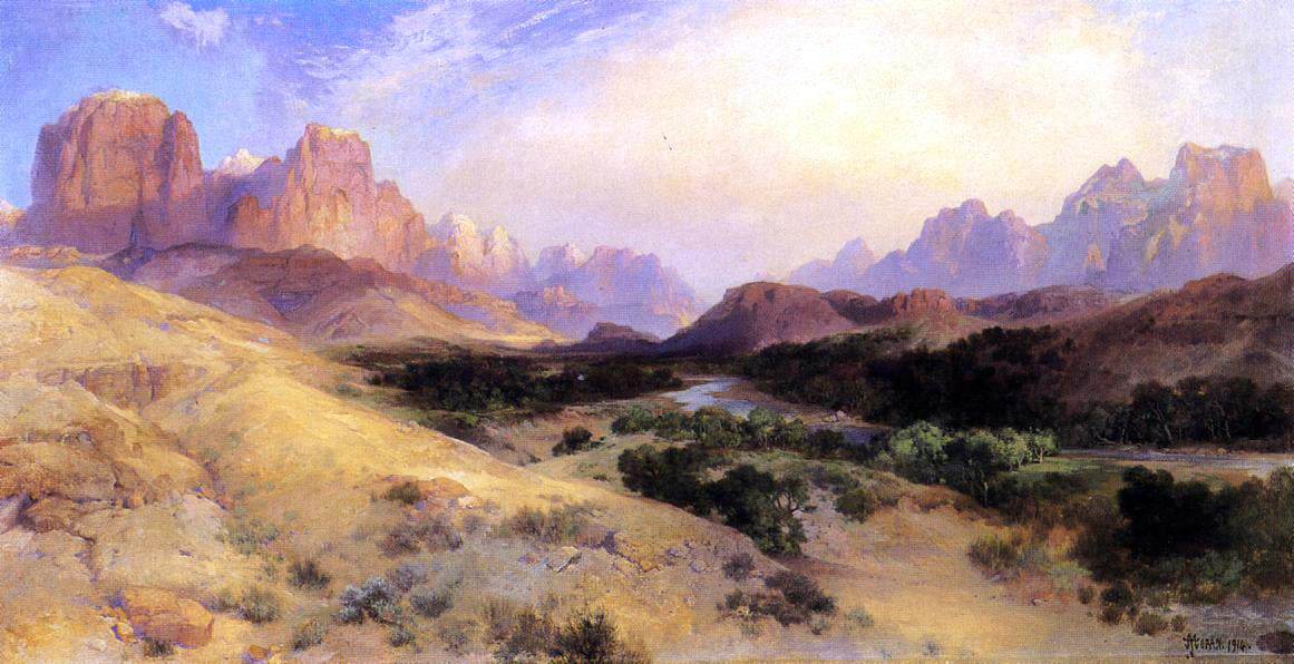 Thomas Moran Zion Valley, South Utah - Hand Painted Oil Painting