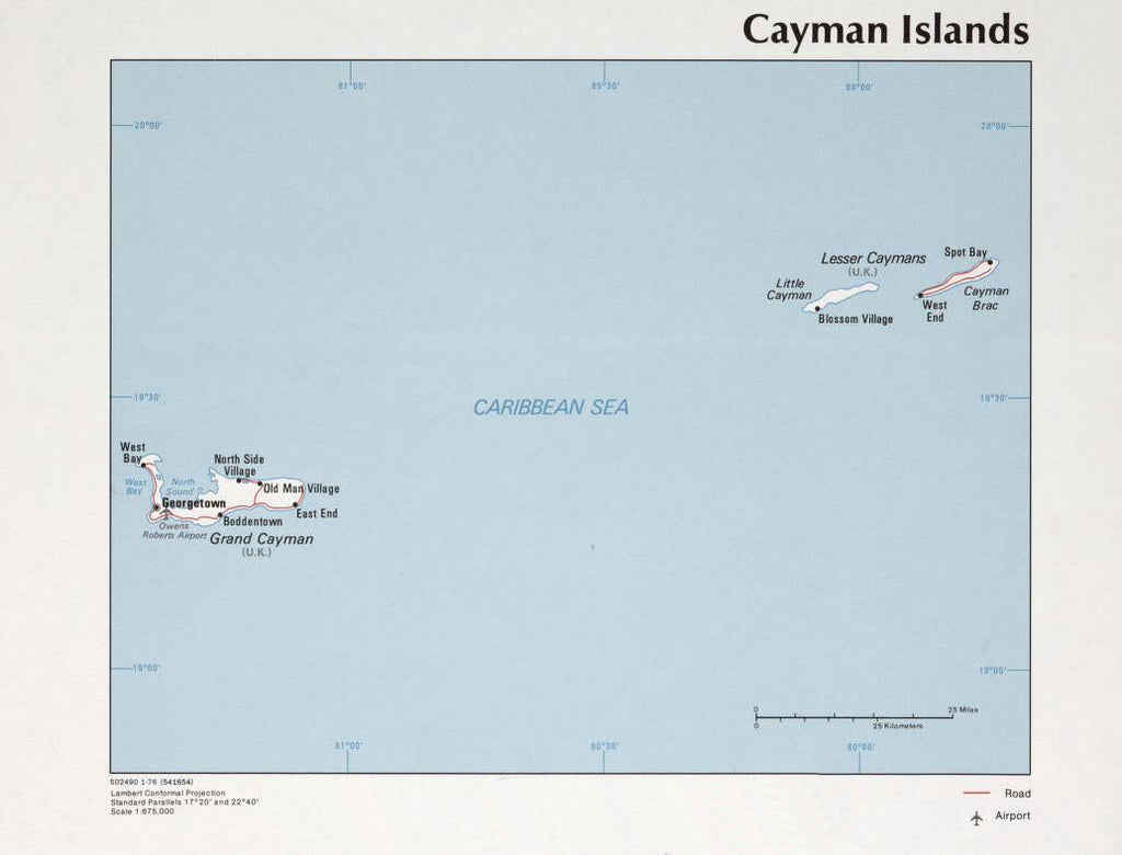 Map of Cayman Islands Framed Push Pin Map