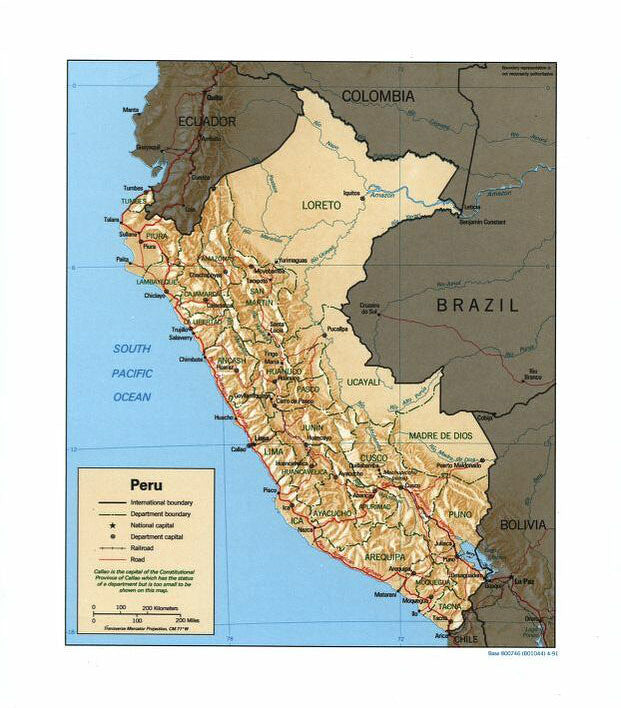 Map of Peru Framed Push Pin Map