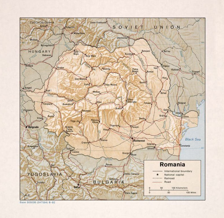 Map of Romania Framed Push Pin Map