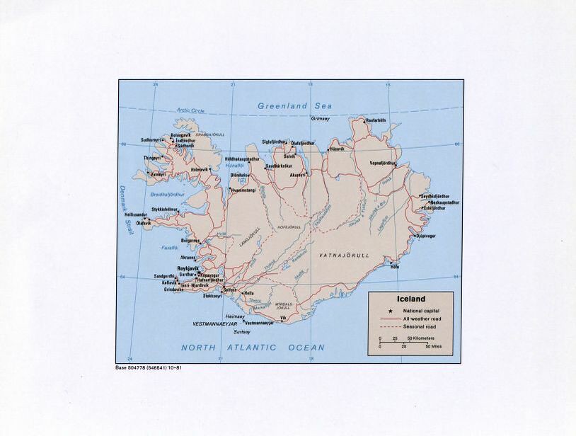 Map of Iceland Framed Push Pin Map