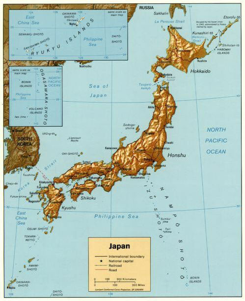 Map of Japan Framed Push Pin Map