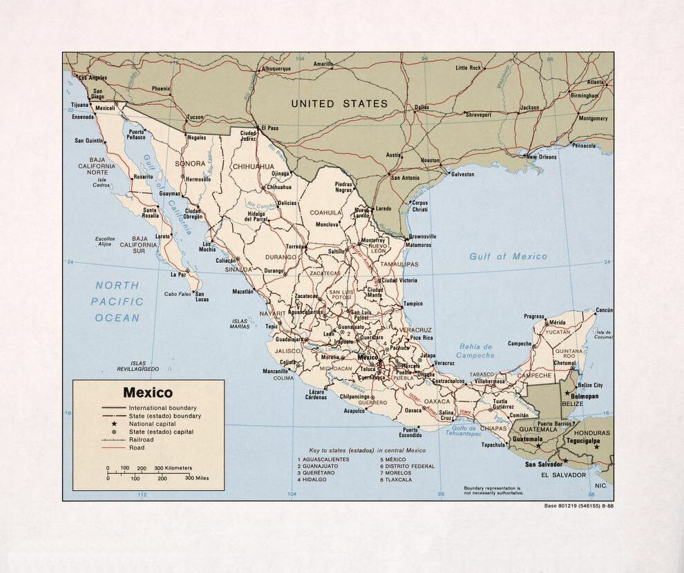 Map of Mexico Framed Push Pin Map