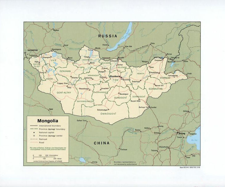 Map of Mongolia Framed Push Pin Map