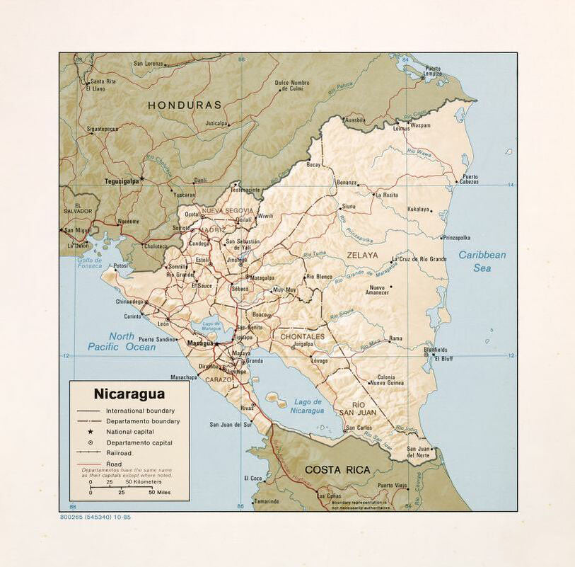 Map of Nicaragua Framed Push Pin Map