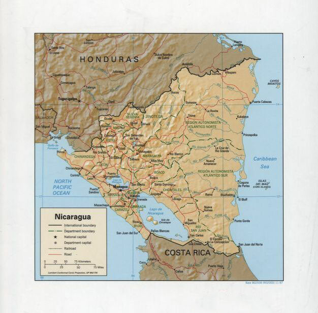 Map of Nicaragua Framed Push Pin Map