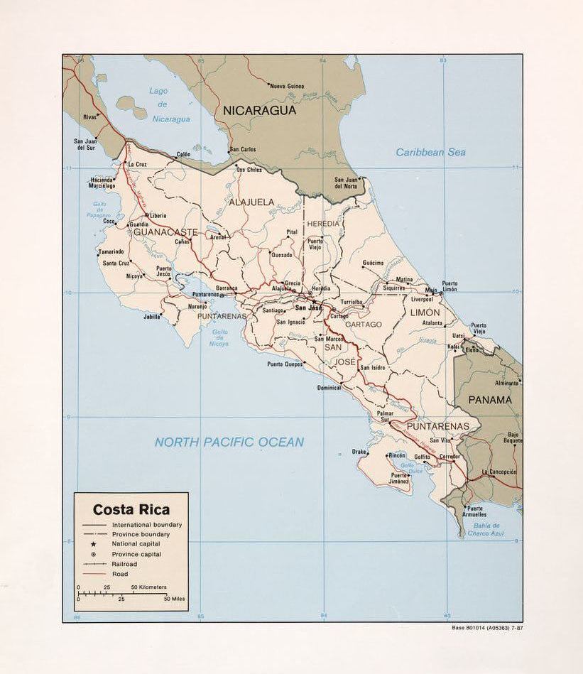 Map of Costa Rica Framed Push Pin Map