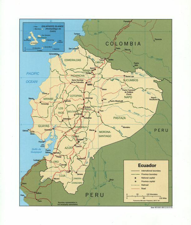 Map of Ecuador Framed Push Pin Map