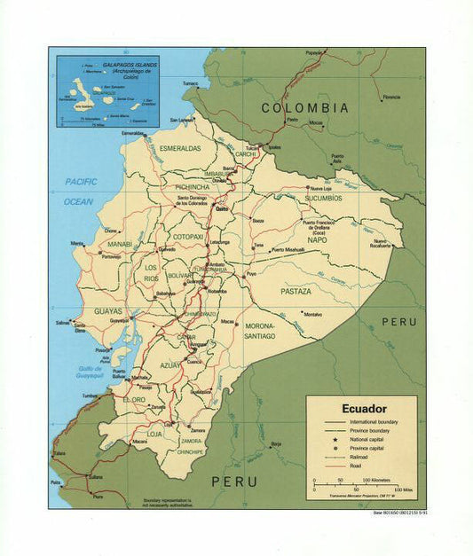 Map of Ecuador Framed Push Pin Map