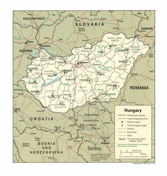 Map of Hungary Framed Push Pin Map