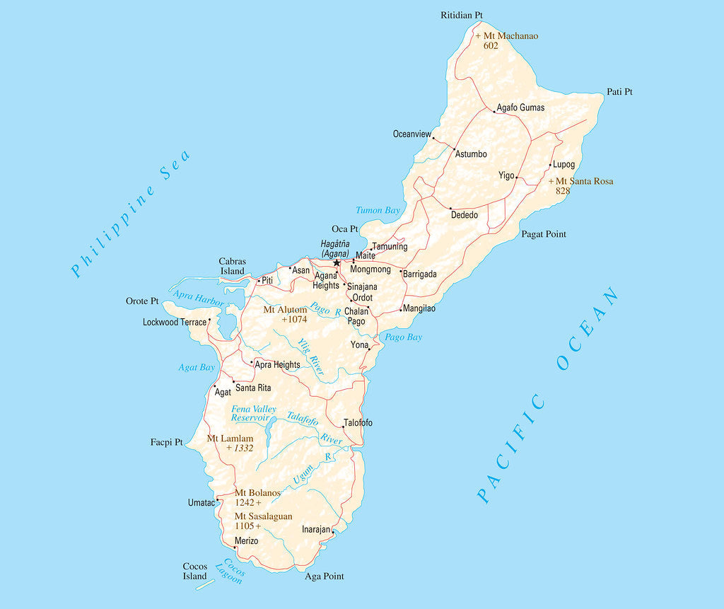 Map of Guam - Reference Map Framed Push Pin Map