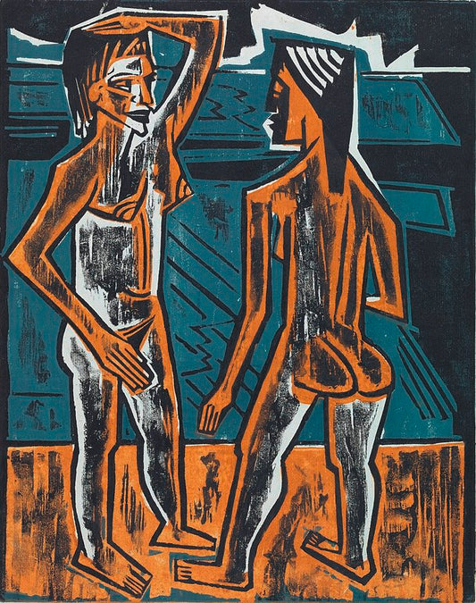 Max Pechstein Two Standing Figures - Hand Painted Oil Painting