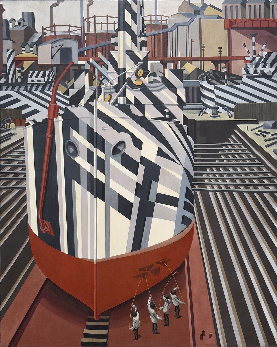 Edward Wadsworth Dazzle-Ships in Drydock at Liverpool - Hand Painted Oil Painting