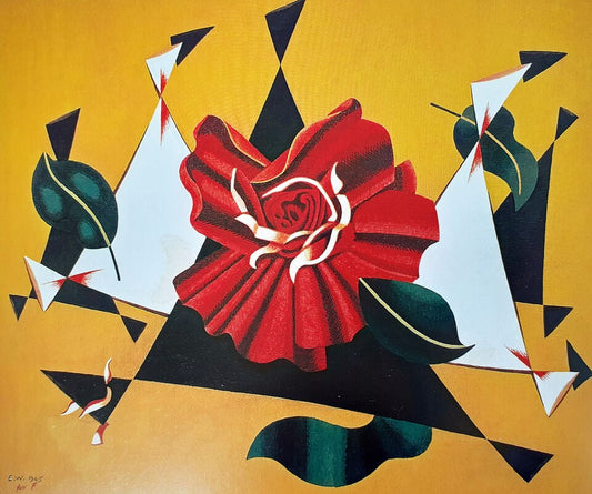 Edward Wadsworth Abstract with Rose, for F - Hand Painted Oil Painting