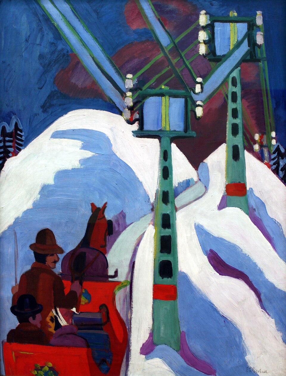Ernst Ludwig Kirchner The Sleigh Ride - Hand Painted Oil Painting