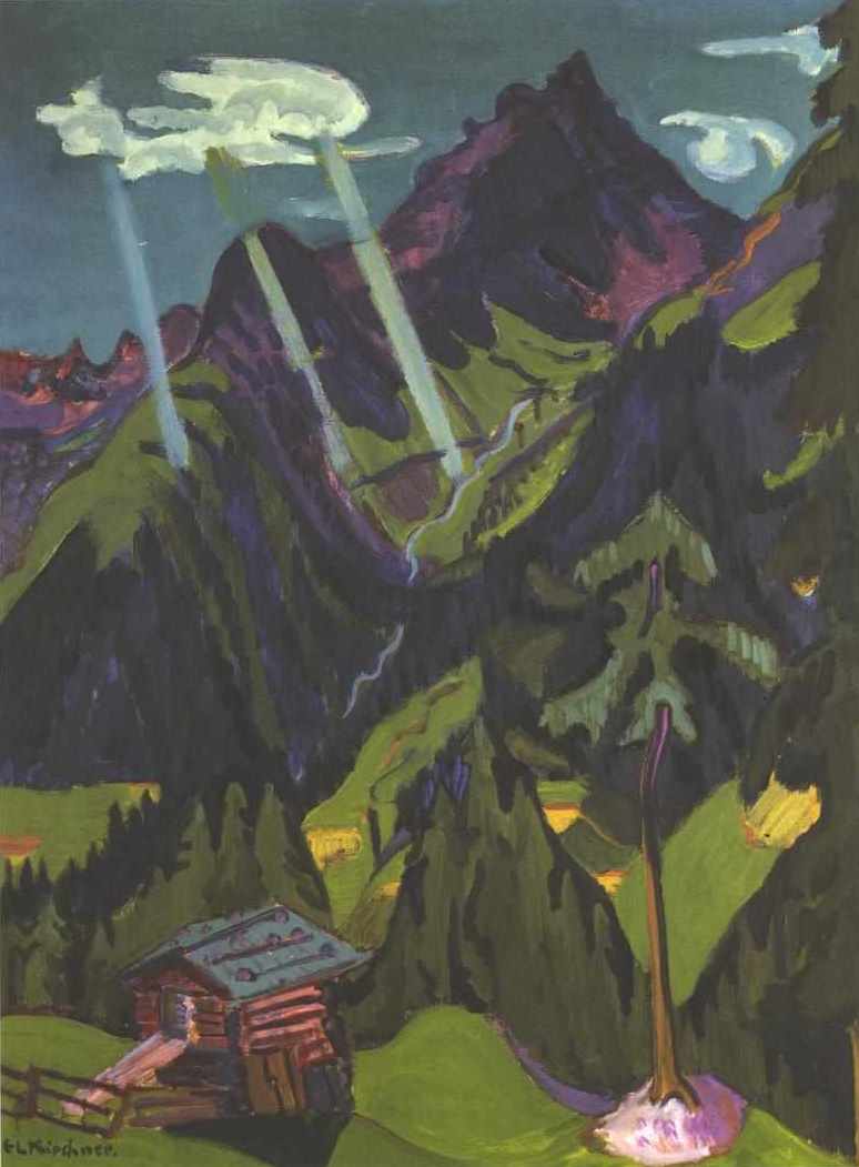 Ernst Ludwig Kirchner Landscape in Graubunden with Sun Rays - Hand Painted Oil Painting