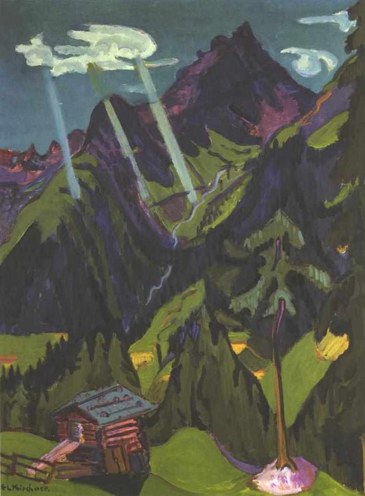 Ernst Ludwig Kirchner Landscape in Graubunden with Sun Rays - Hand Painted Oil Painting