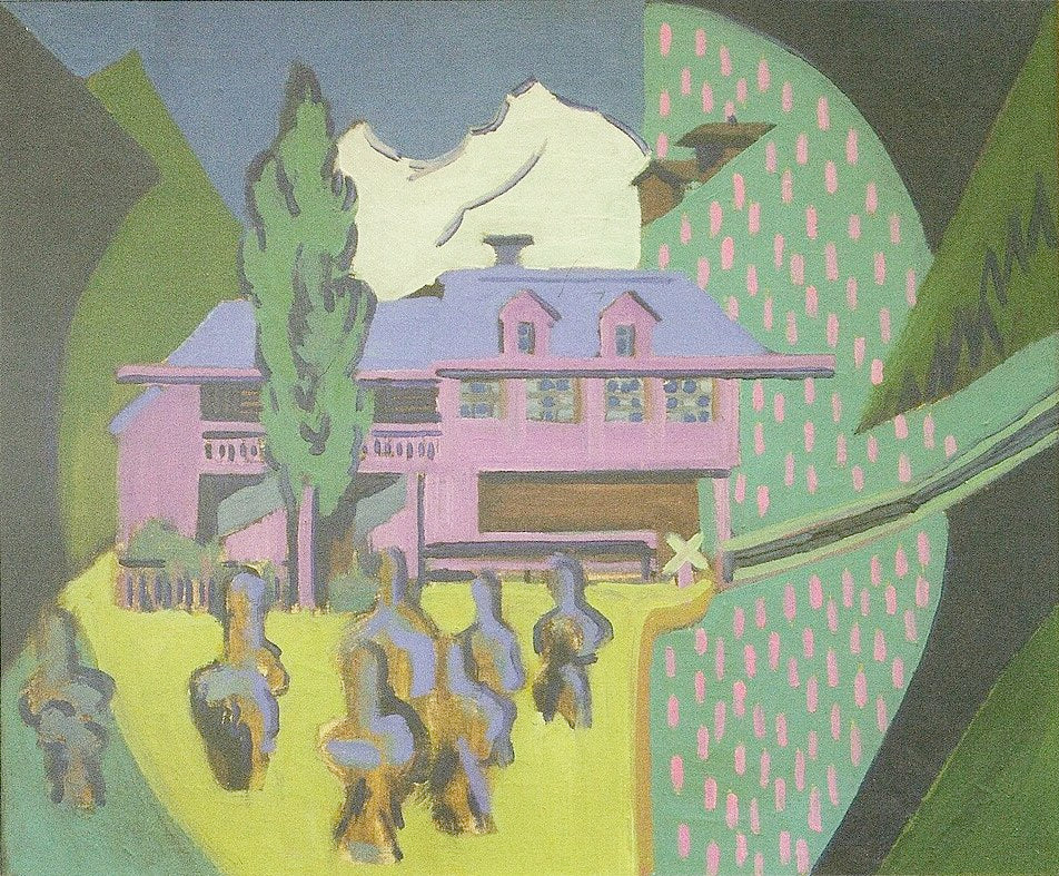 Ernst Ludwig Kirchner Violett House in Front of a Snowy Mountain - Hand Painted Oil Painting