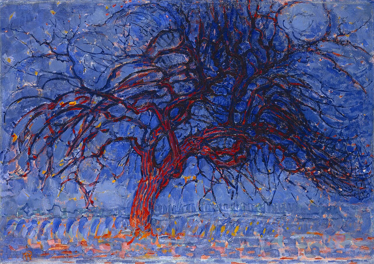 Piet Mondrian Evening; Red Tree - Hand Painted Oil Painting