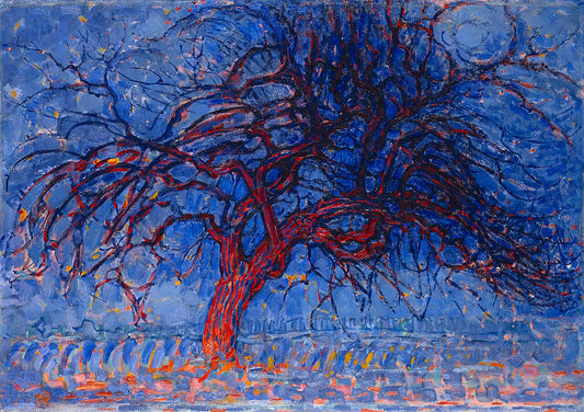 Piet Mondrian Evening; Red Tree - Hand Painted Oil Painting