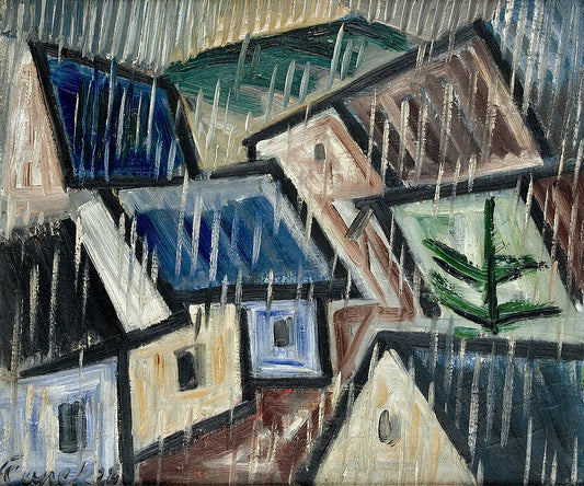 Josef Capek Landscape in the Rain - Hand Painted Oil Painting