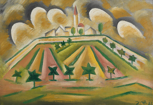 Josef Capek A Little Church on a Hill - Hand Painted Oil Painting