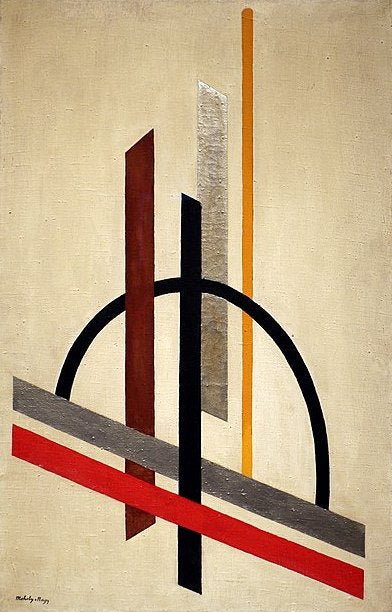 Laszlo Moholy-Nagy Architecture, Eccentric Construction - Hand Painted Oil Painting