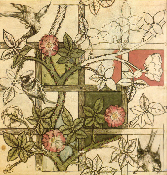 William Morris Design for Trellis Wallpaper - Hand Painted Oil Painting