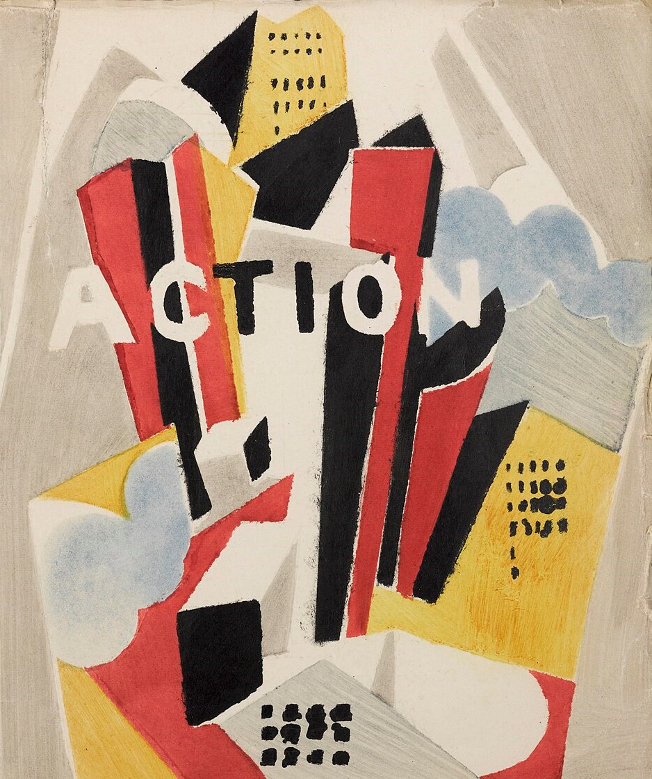 Albert Gleizes Cover of Action, Vol. 1, No. 1 - Hand Painted Oil Painting