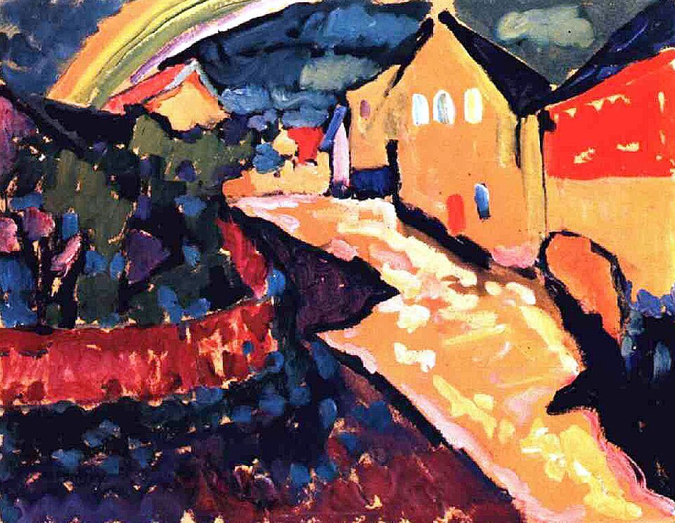 Wassily Kandinsky Murnau with Rainbow - Hand Painted Oil Painting