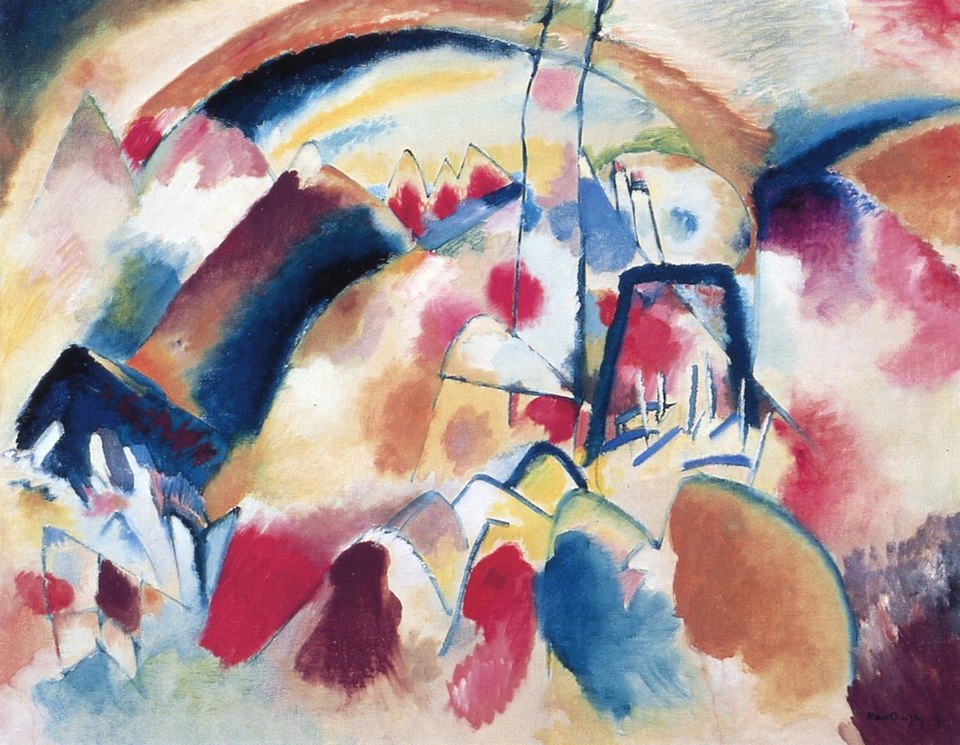Wassily Kandinsky Landscape with Red Spots - Hand Painted Oil Painting