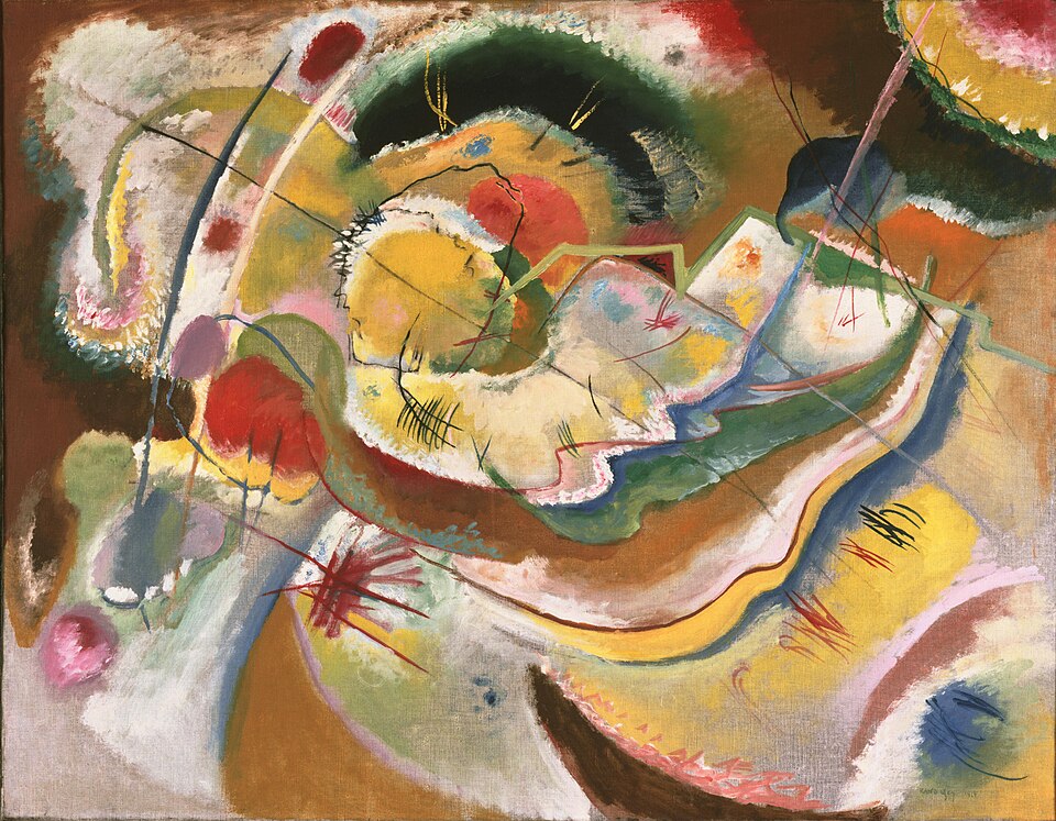 Wassily Kandinsky Little Painting with Yellow - Improvisation - Hand Painted Oil Painting