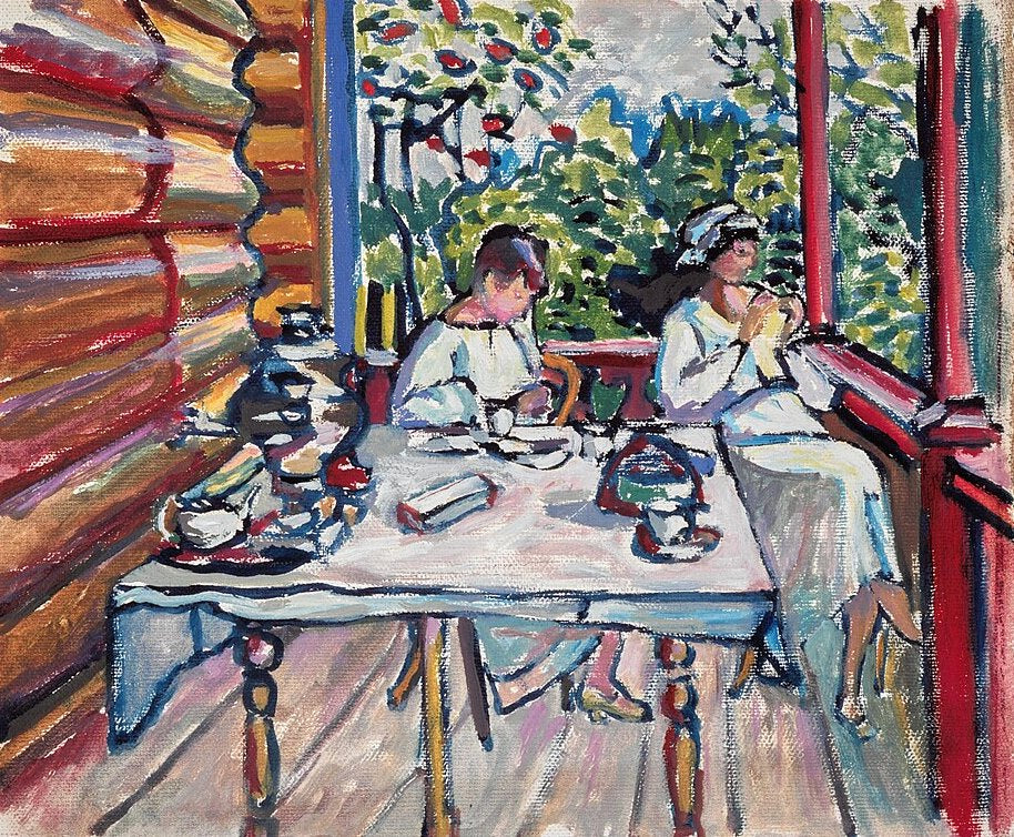 Wassily Kandinsky Akhtyrka, Nina and Tatiana in the Veranda - Hand Painted Oil Painting