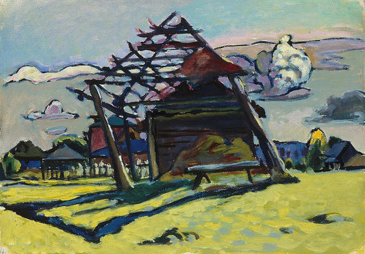 Wassily Kandinsky Akhtyrka, Framework for a Pile of Hay and Farm - Hand Painted Oil Painting