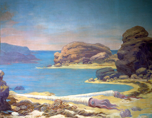 Charles R. Knight Beached cephalopod from Ordovician - Hand Painted Oil Painting