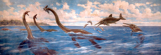 Charles R. Knight Pleisosaurs and Ichthyosaurs - Hand Painted Oil Painting