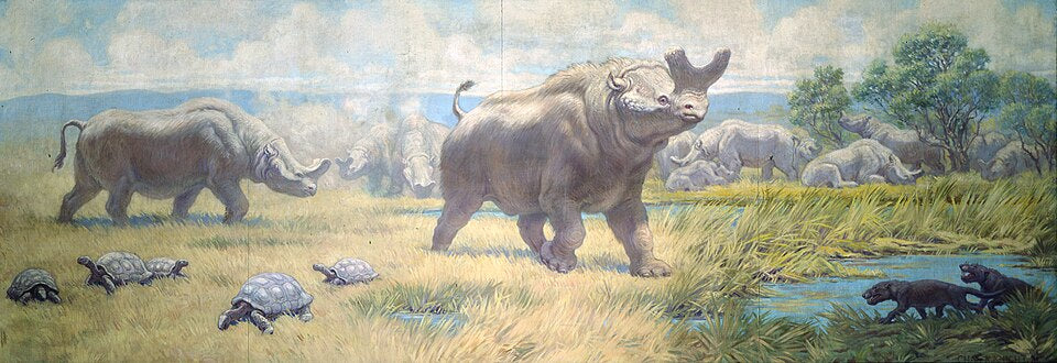 Charles R. Knight Titanotheres from Oligocene - Hand Painted Oil Painting