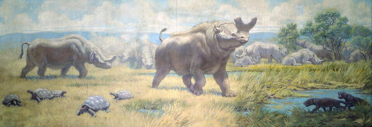 Charles R. Knight Titanotheres from Oligocene - Hand Painted Oil Painting