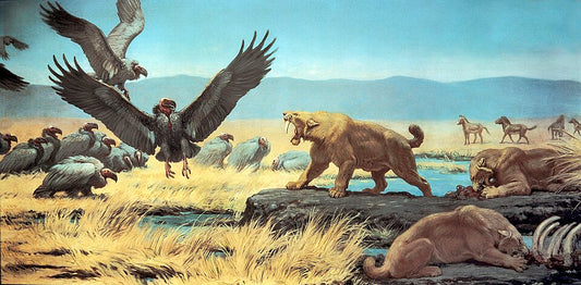 Charles R. Knight Rancho La Brea Tar Pools from Pleistocene - Hand Painted Oil Painting